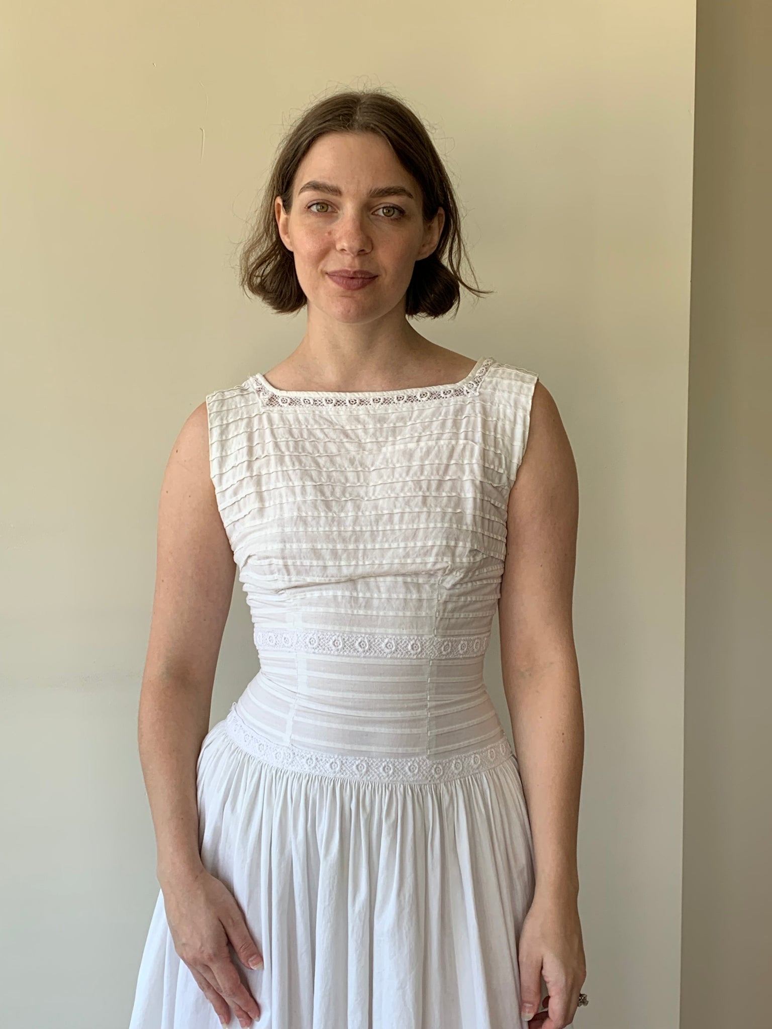 Vintage tuck and crochet dress