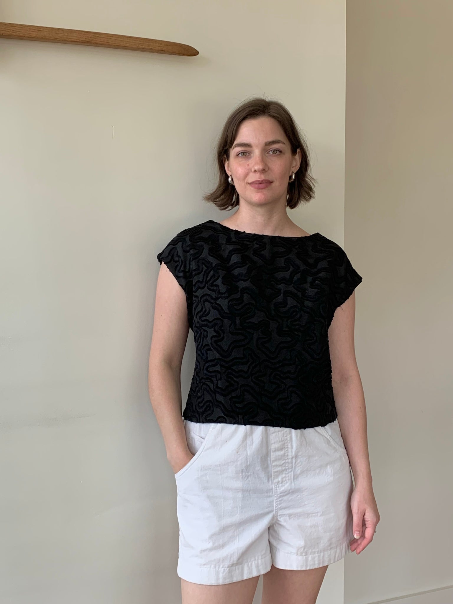 Vintage jacquard structured top