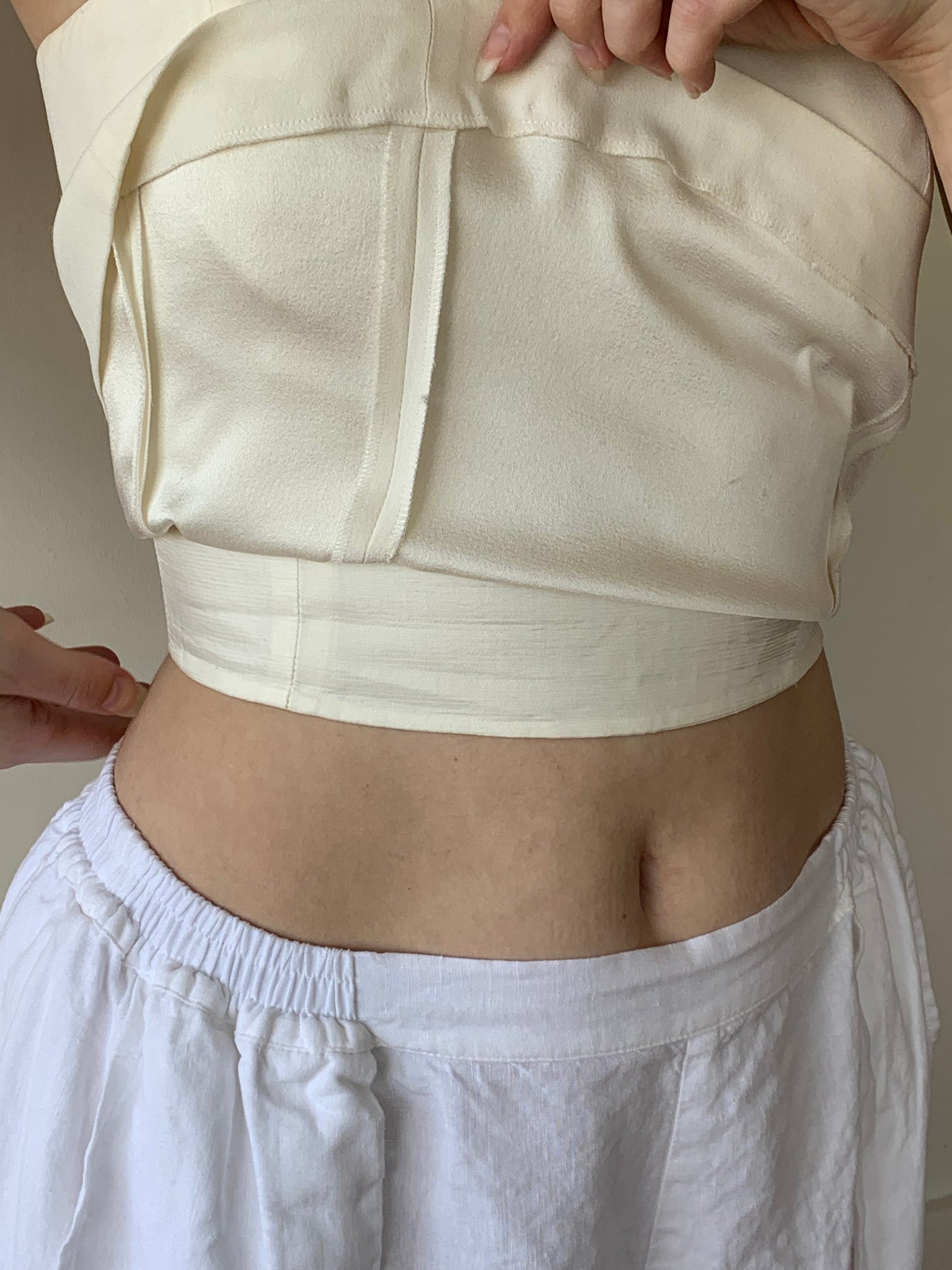 Emporio Armani cream strapless top