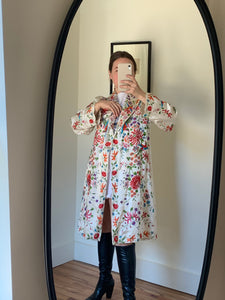 Vintage hand embroidered satin dress coat