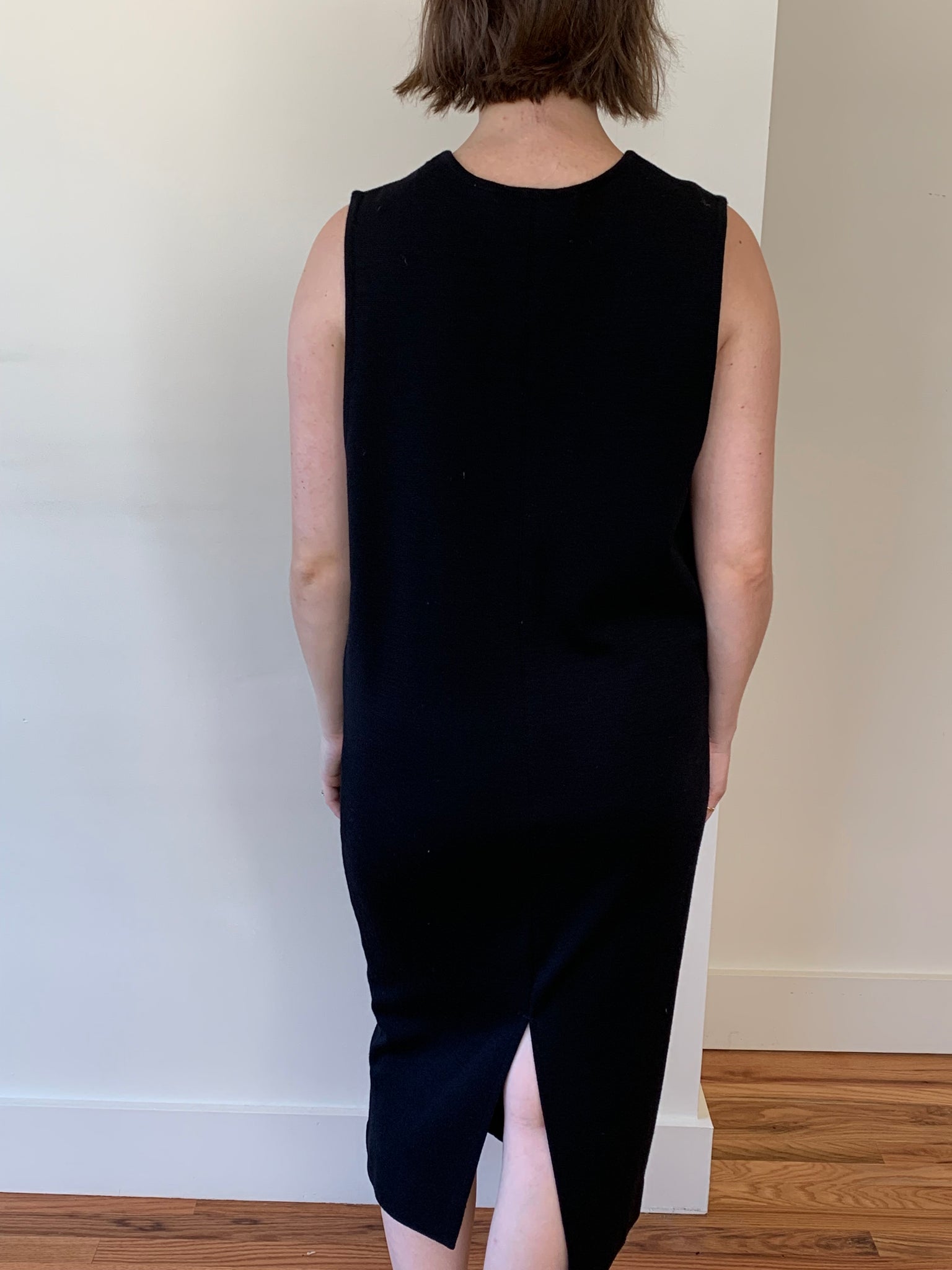 Wool vneck midi dress