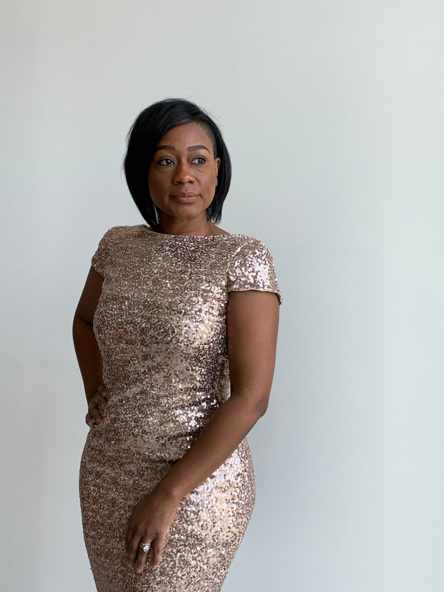 Sequined low back dress