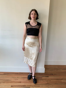 Silk and linen pleated skirt