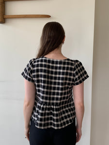 Buffalo check linen top