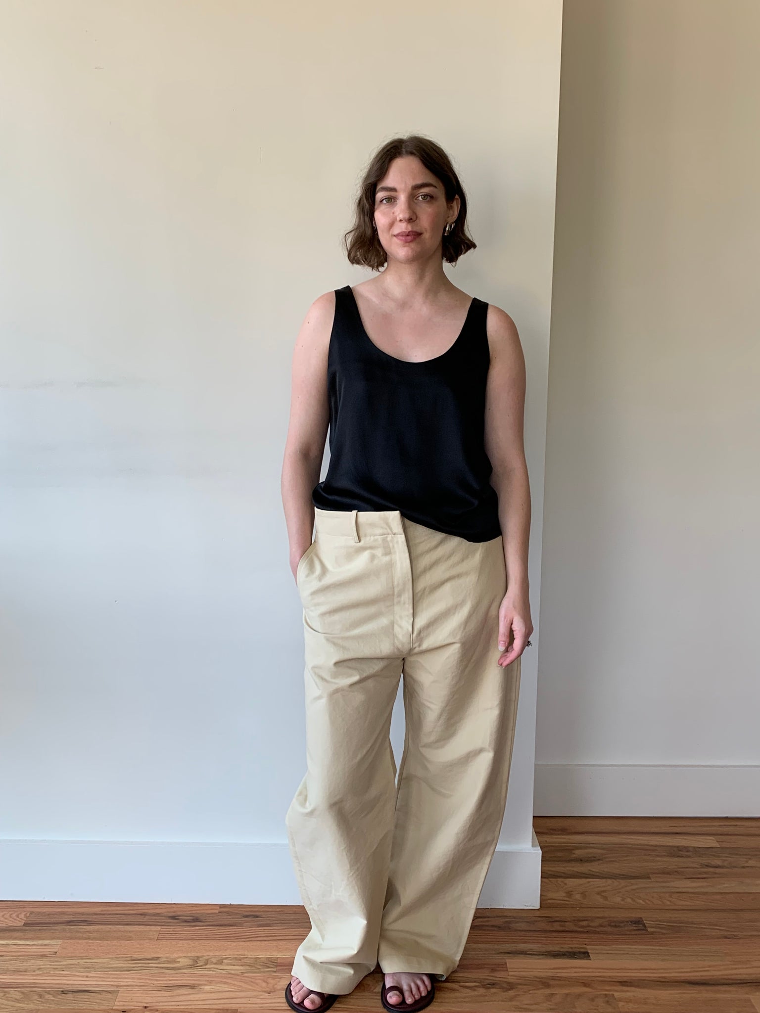 Black silk tank