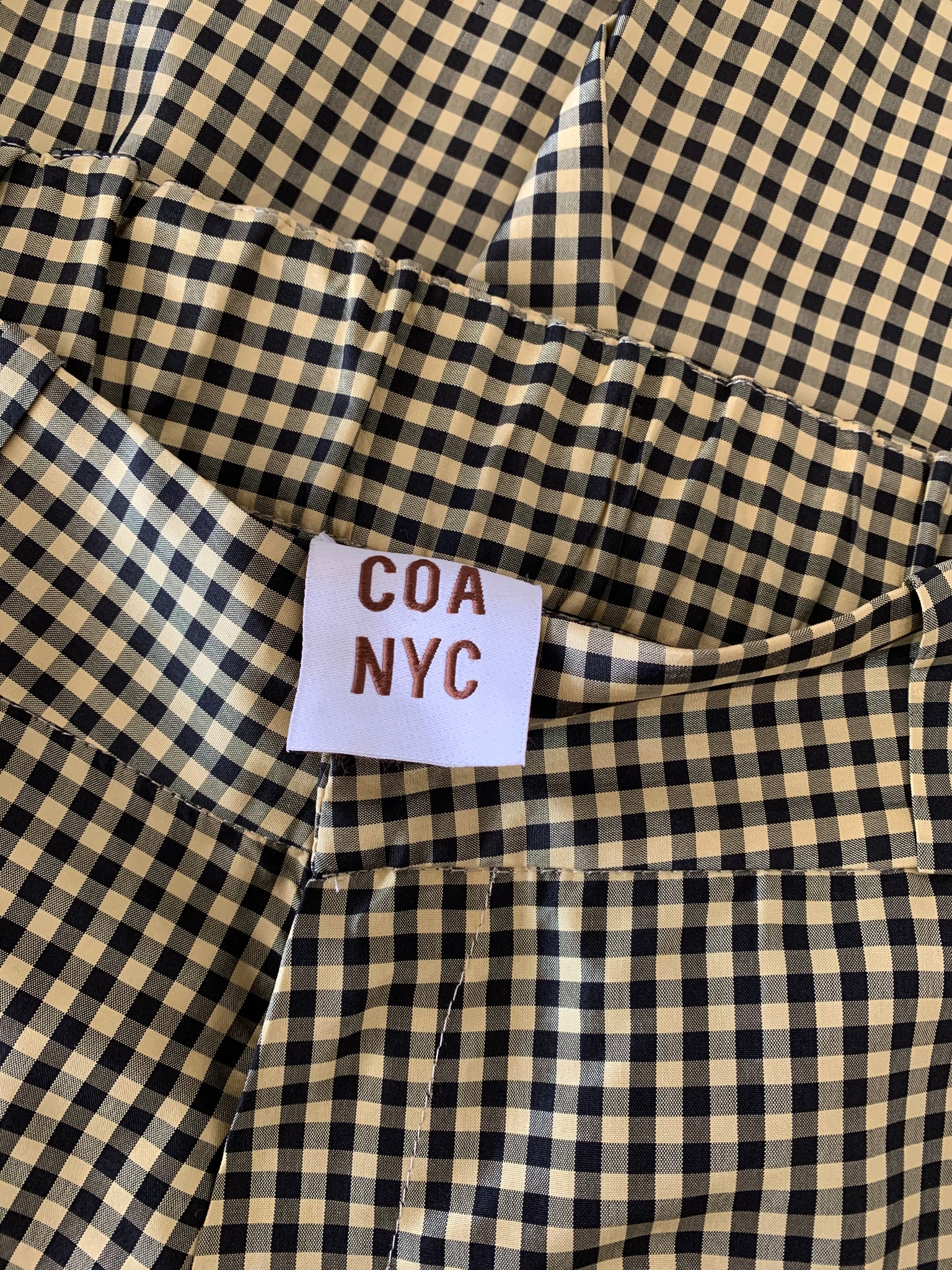 COA NYC silk gingham pants