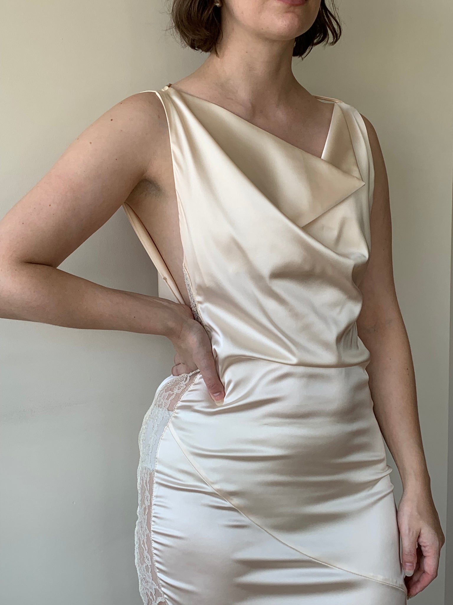 Satin maxi lingerie dress