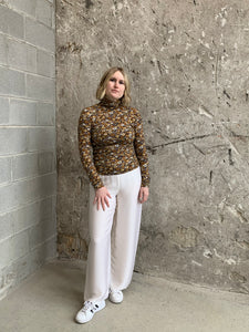 retro floral printed turtleneck