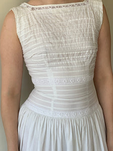 Vintage tuck and crochet dress