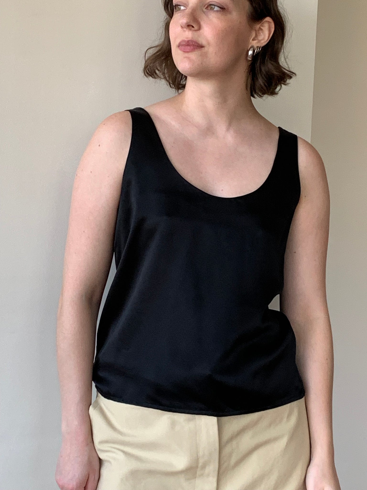 Black silk tank