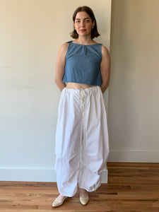 White utility drawstring pants