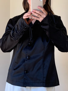 Black satin shirt jacket