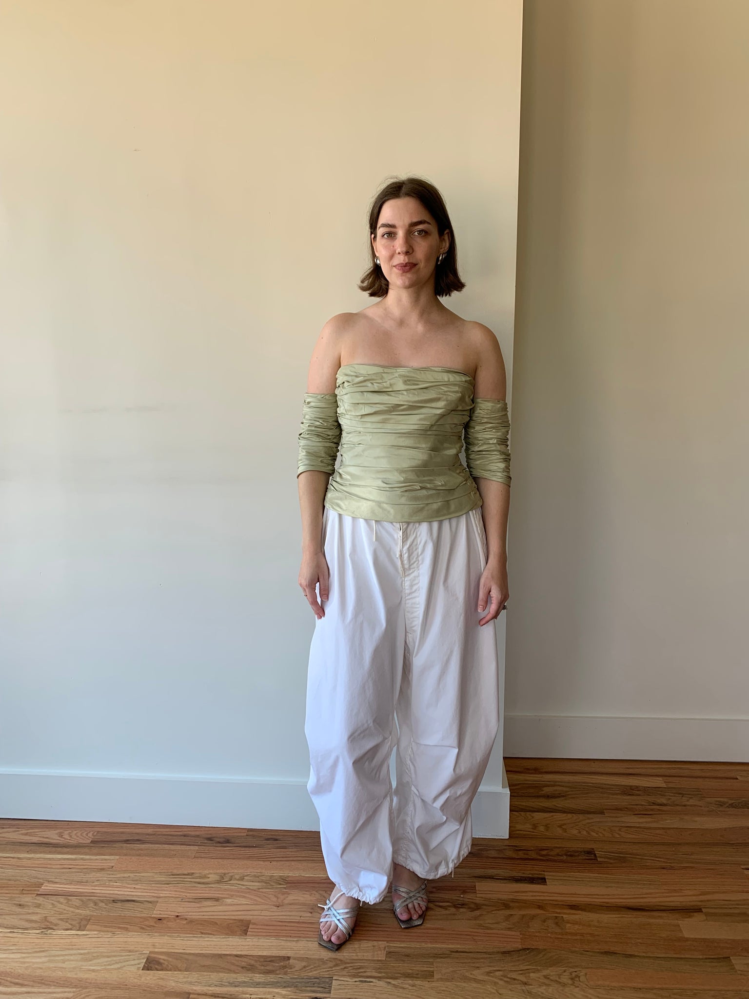 Gathered silk top