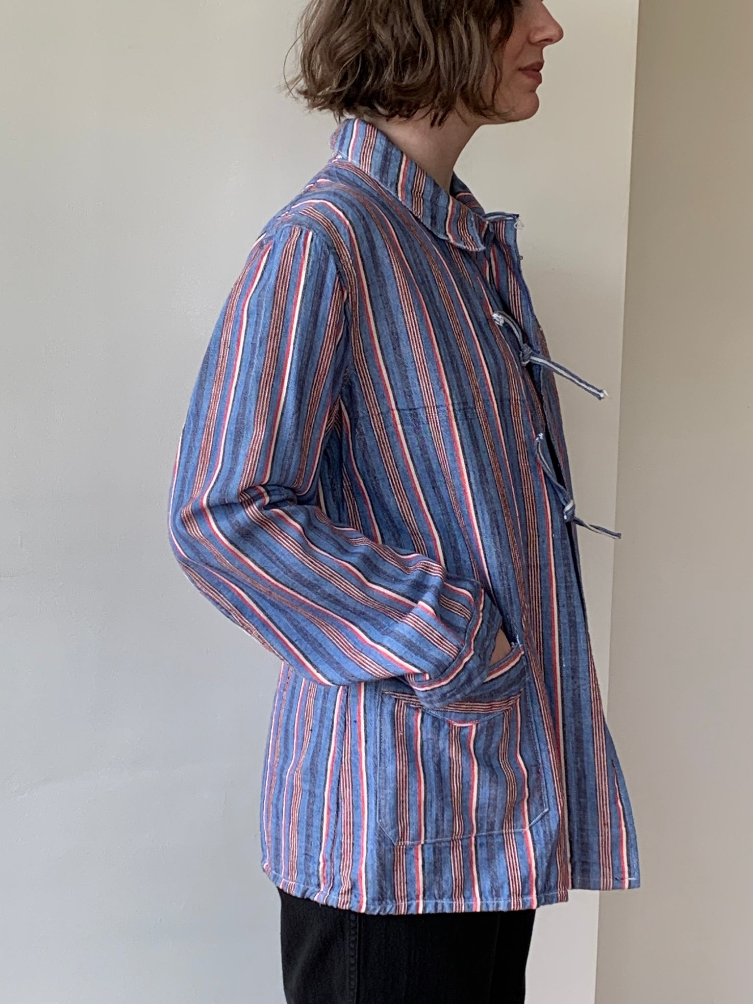 Vintage flannel striped tie jacket
