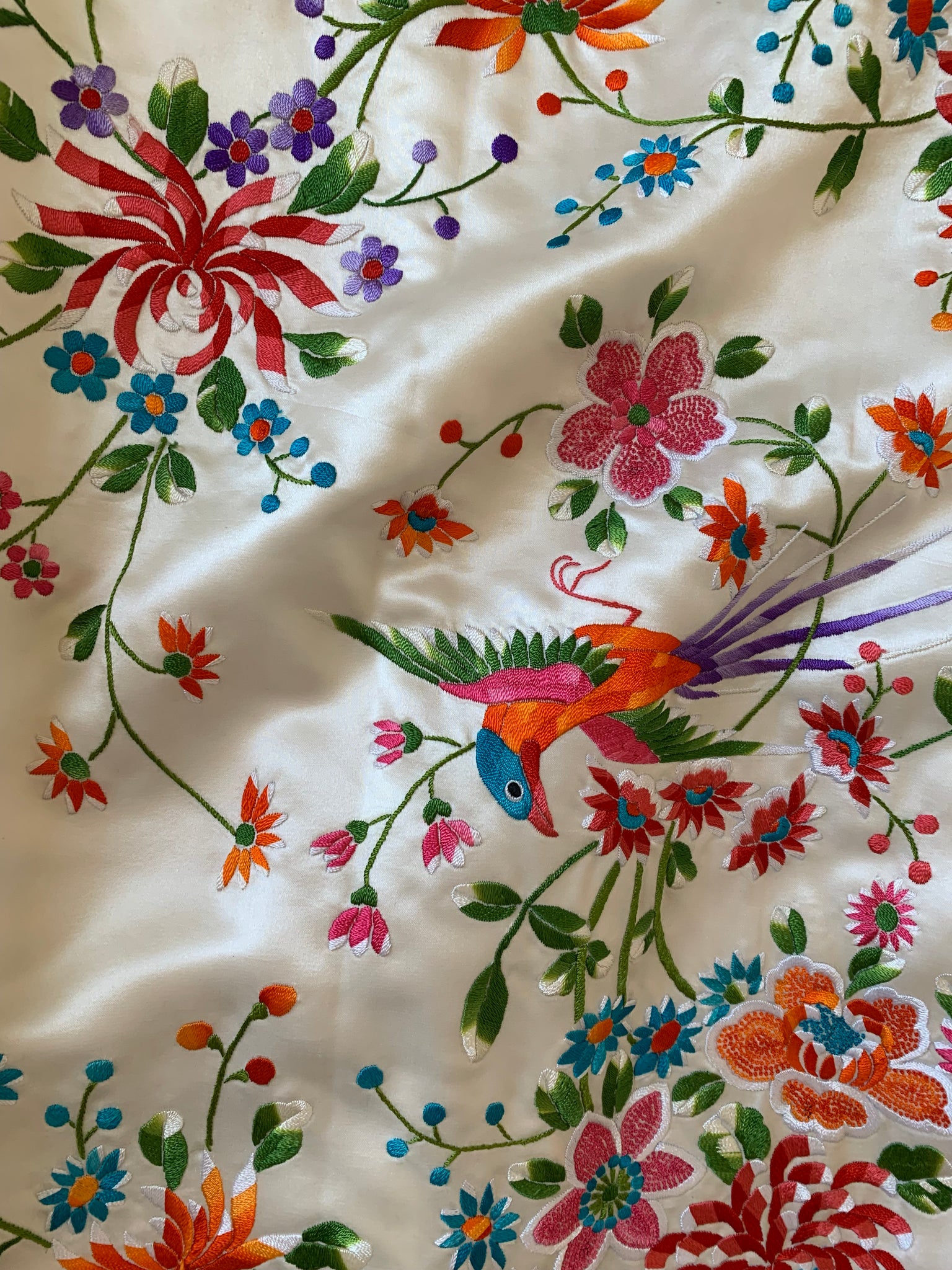 Vintage hand embroidered satin dress coat