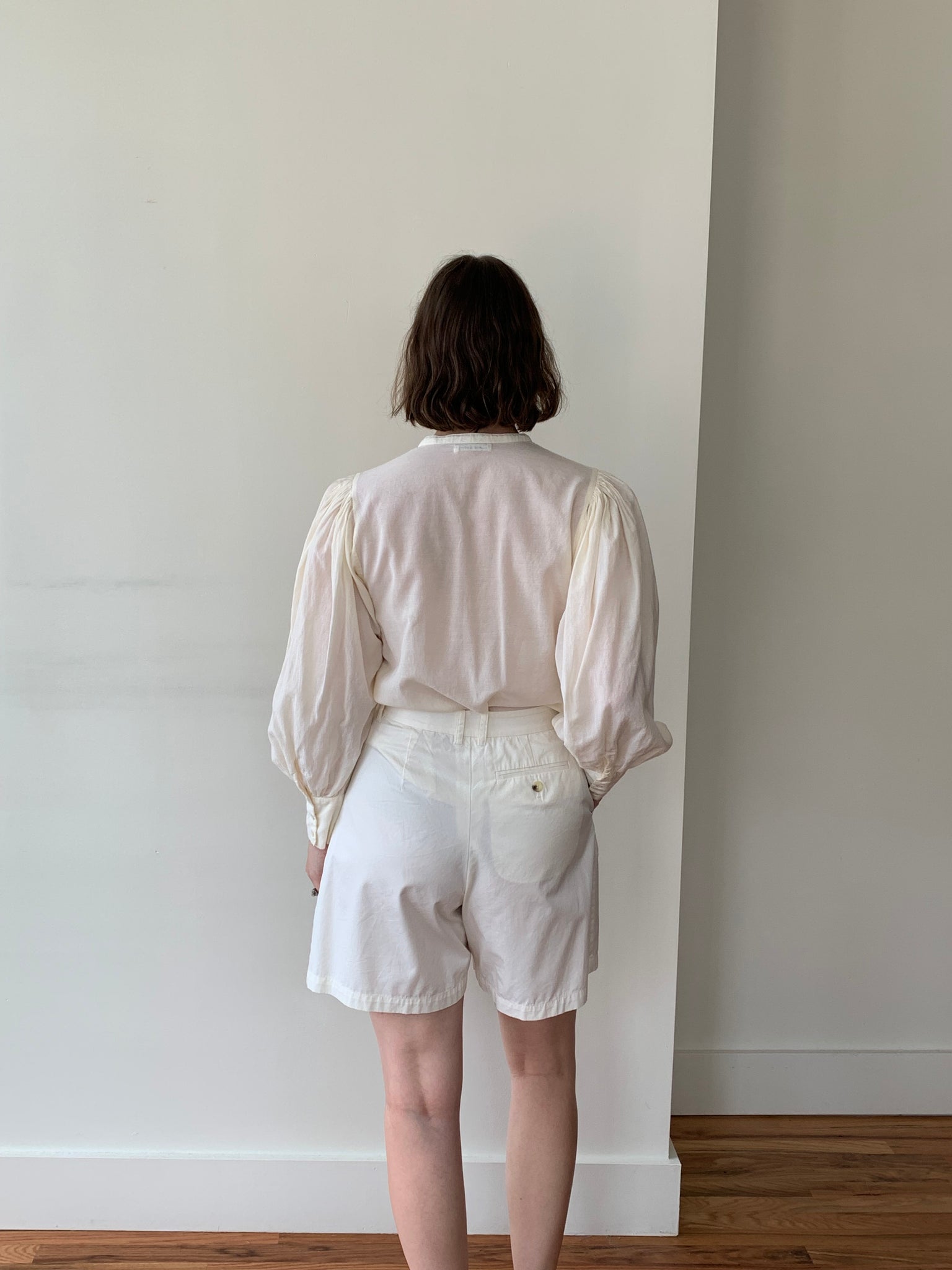 DÔEN cream trouser shorts