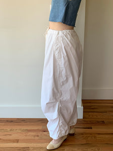 White utility drawstring pants