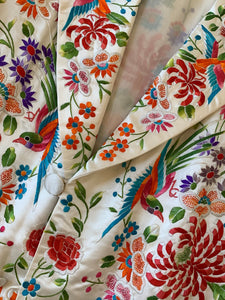 Vintage hand embroidered satin dress coat