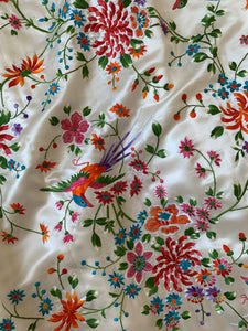Vintage hand embroidered satin dress coat