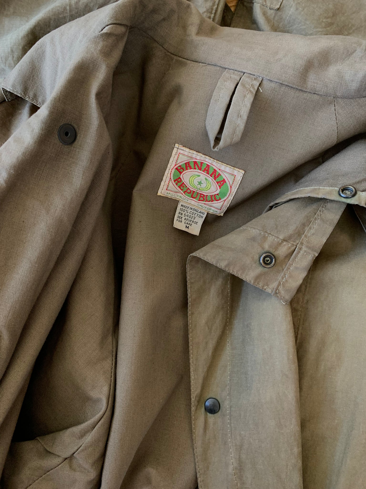 1980s Banana Republic waxed trench coat