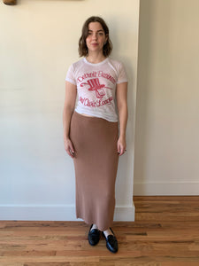 Tan cotton midi skirt