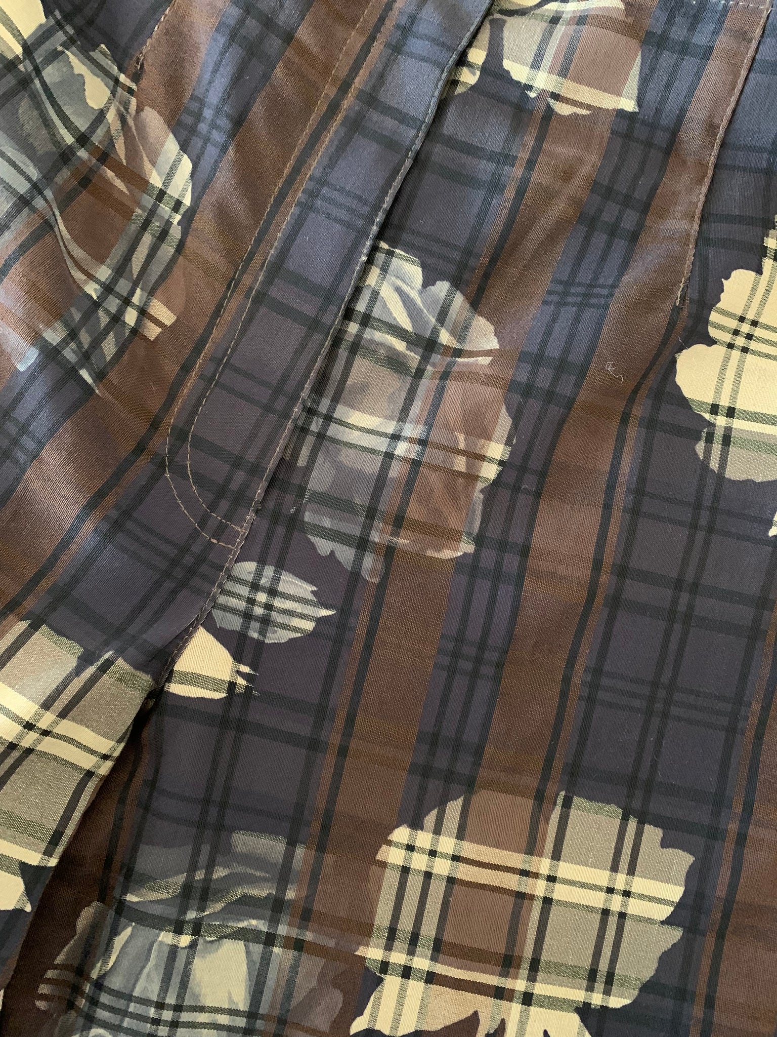 Funky floral and plaid capri pants