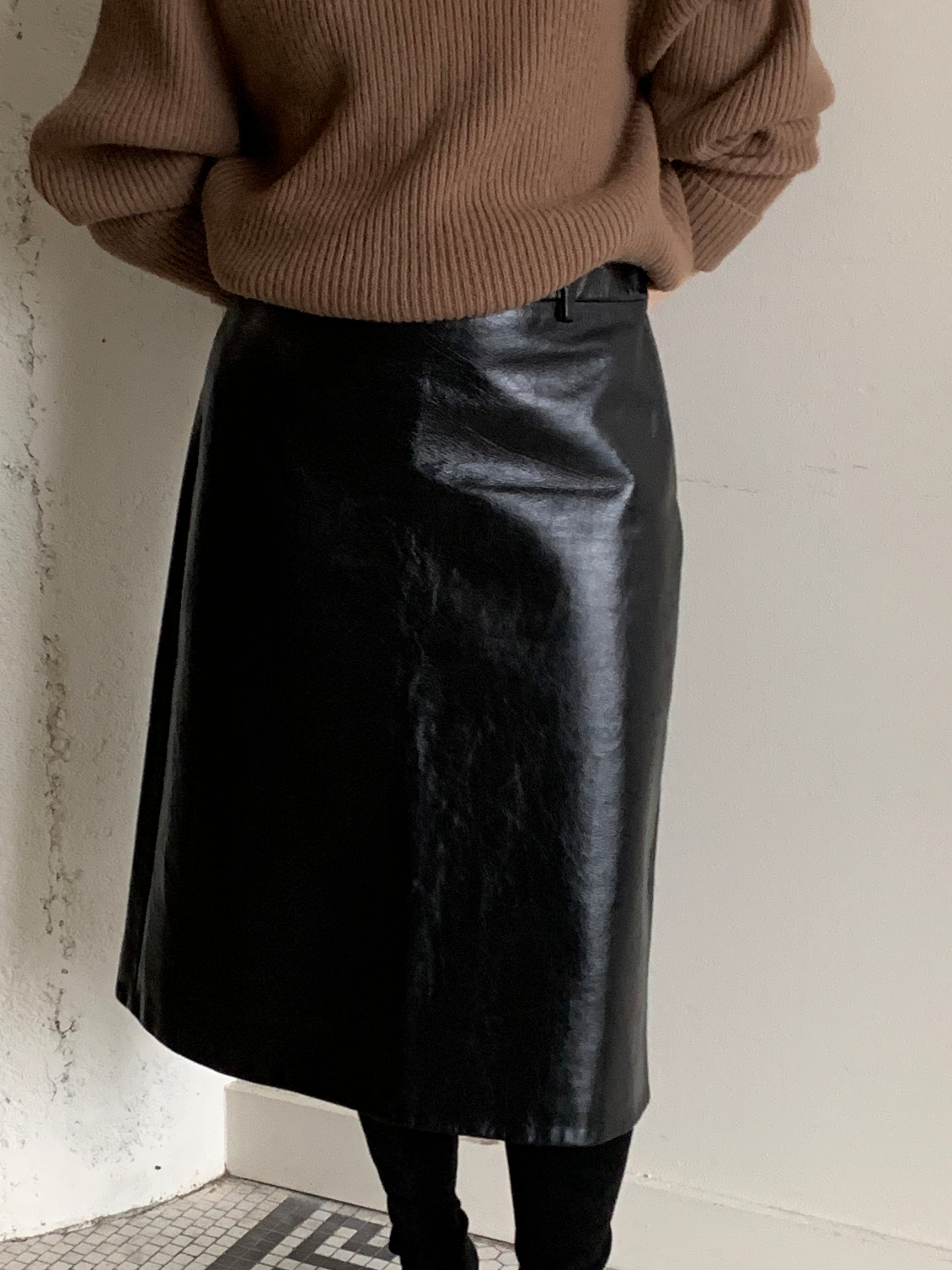 スカート PRADA Leather Skirt size40 Prada black leather skirt – Boro Detroit