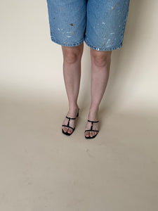 T-strap heeled sandals