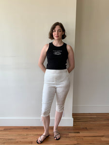 Cream jacquard capri pants