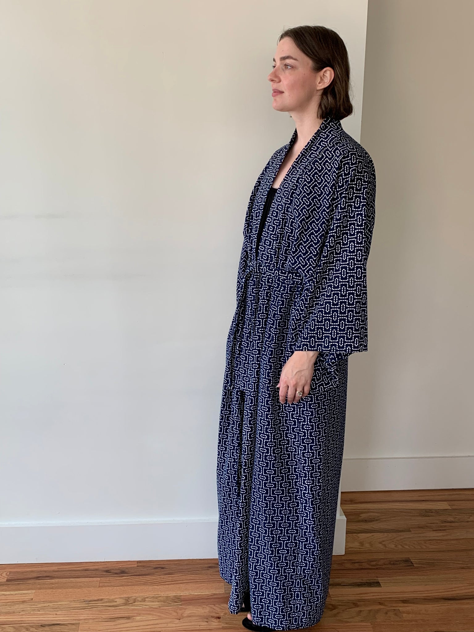 Navy cotton vintage kimono