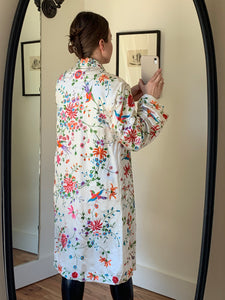 Vintage hand embroidered satin dress coat