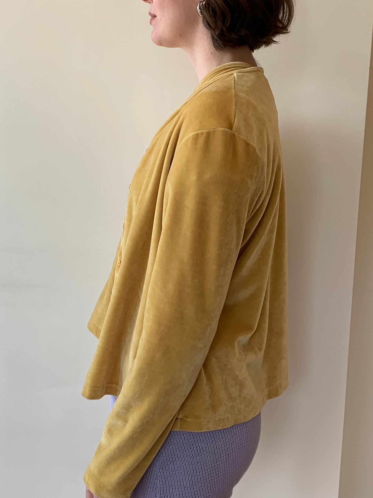 Vintage yellow velour cardigan set