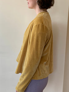 Vintage yellow velour cardigan set