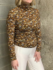 retro floral printed turtleneck