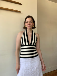 Block stripe halter top