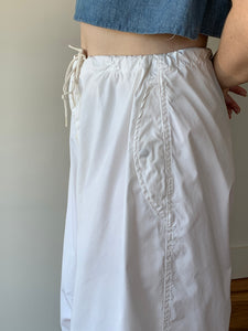 White utility drawstring pants