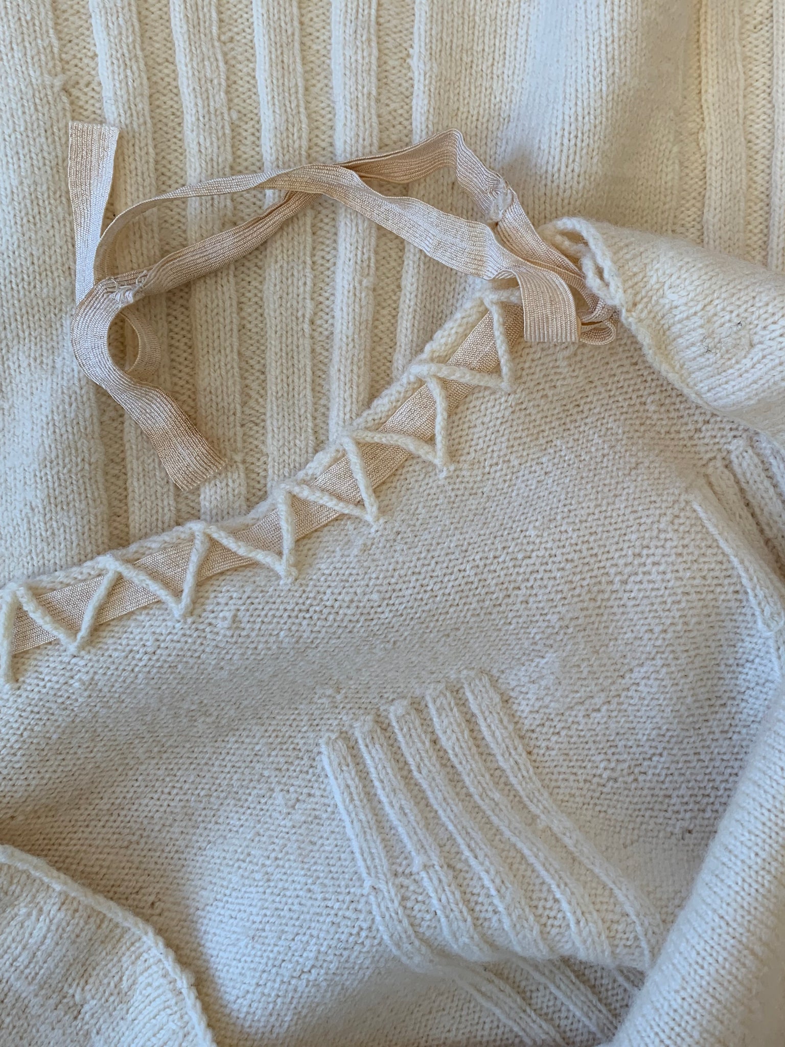 Cream wool vintage skirt