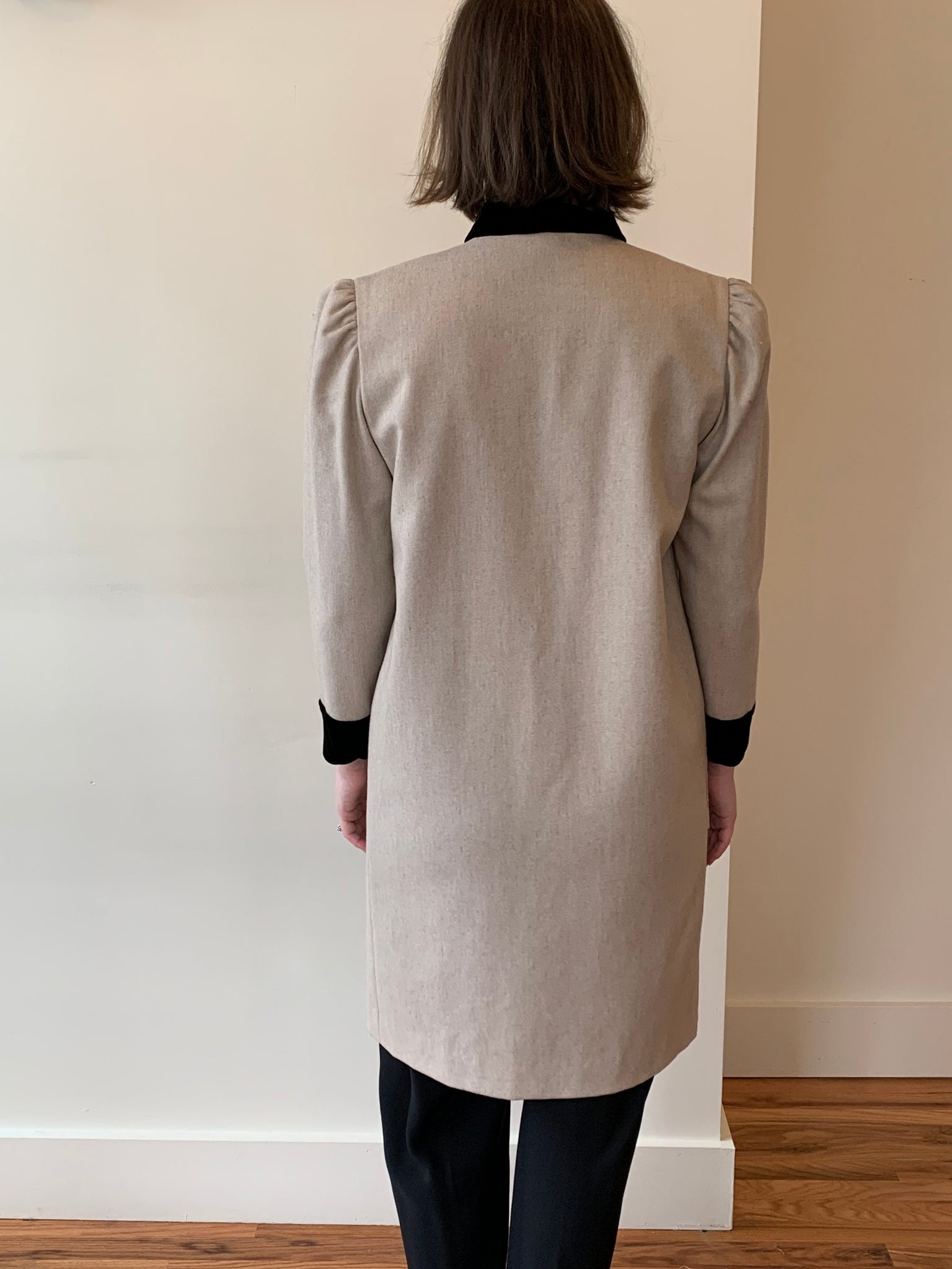 bill blass wool and velvet dress coat