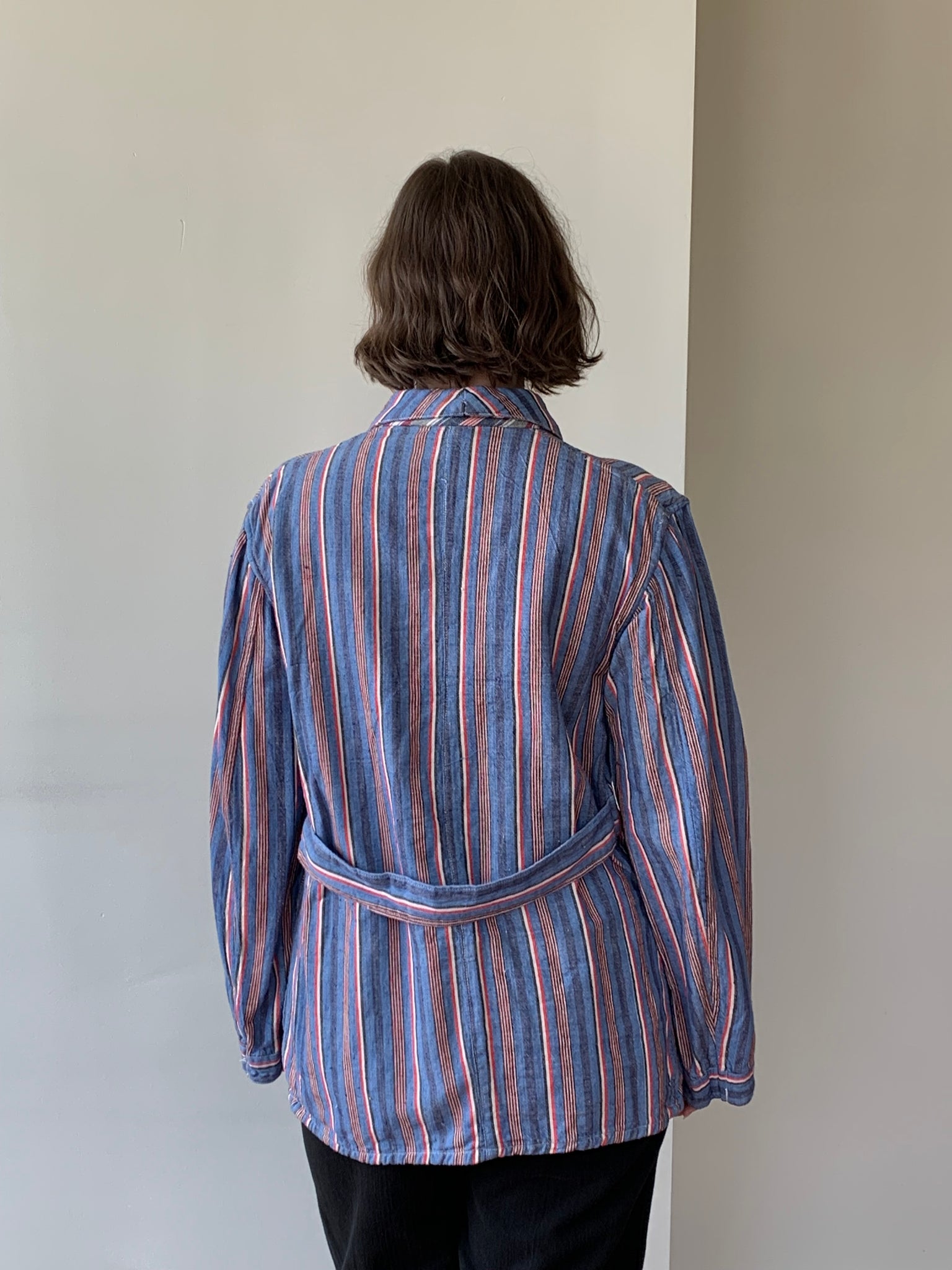 Vintage flannel striped tie jacket