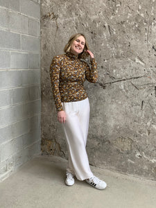 retro floral printed turtleneck