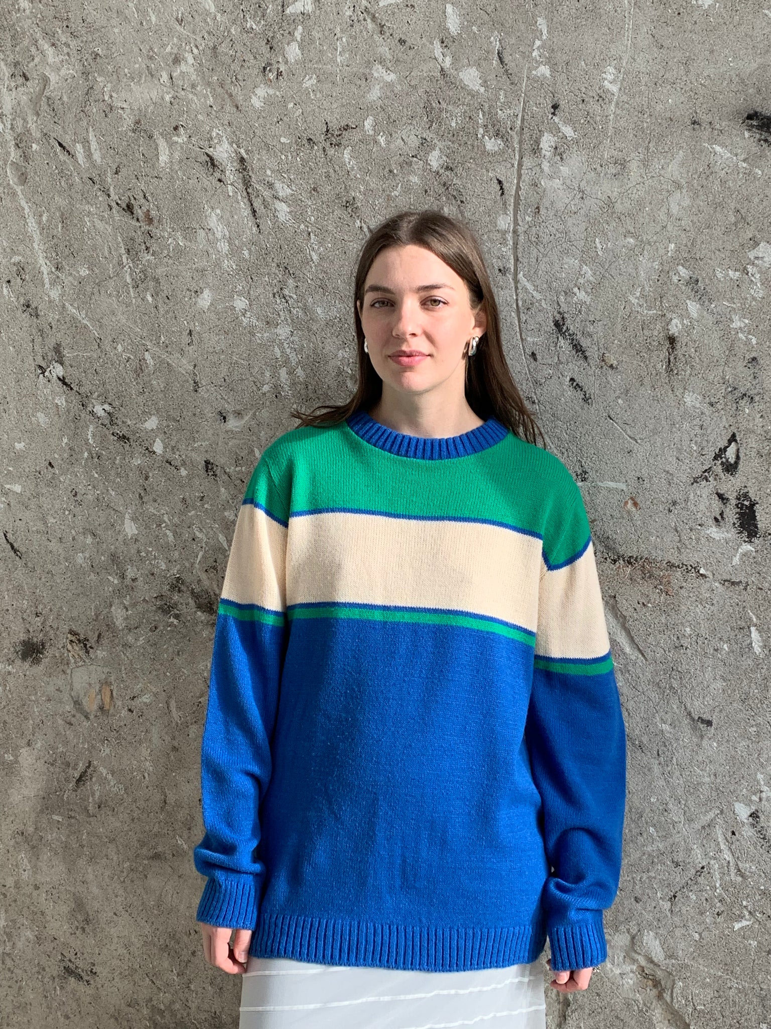 acrylic color block vintage sweater