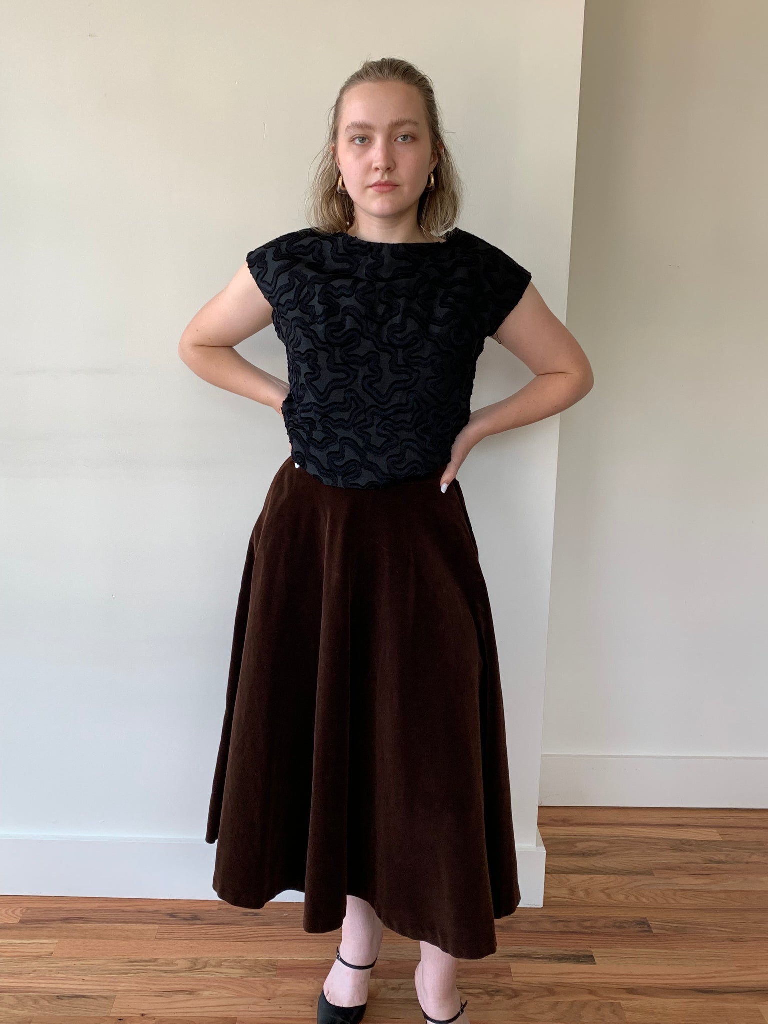 Brown velvet vintage skirt