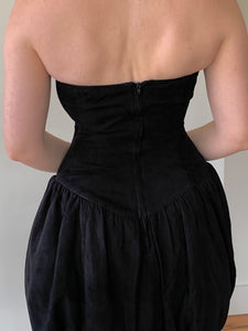 Suede strapless mini dress
