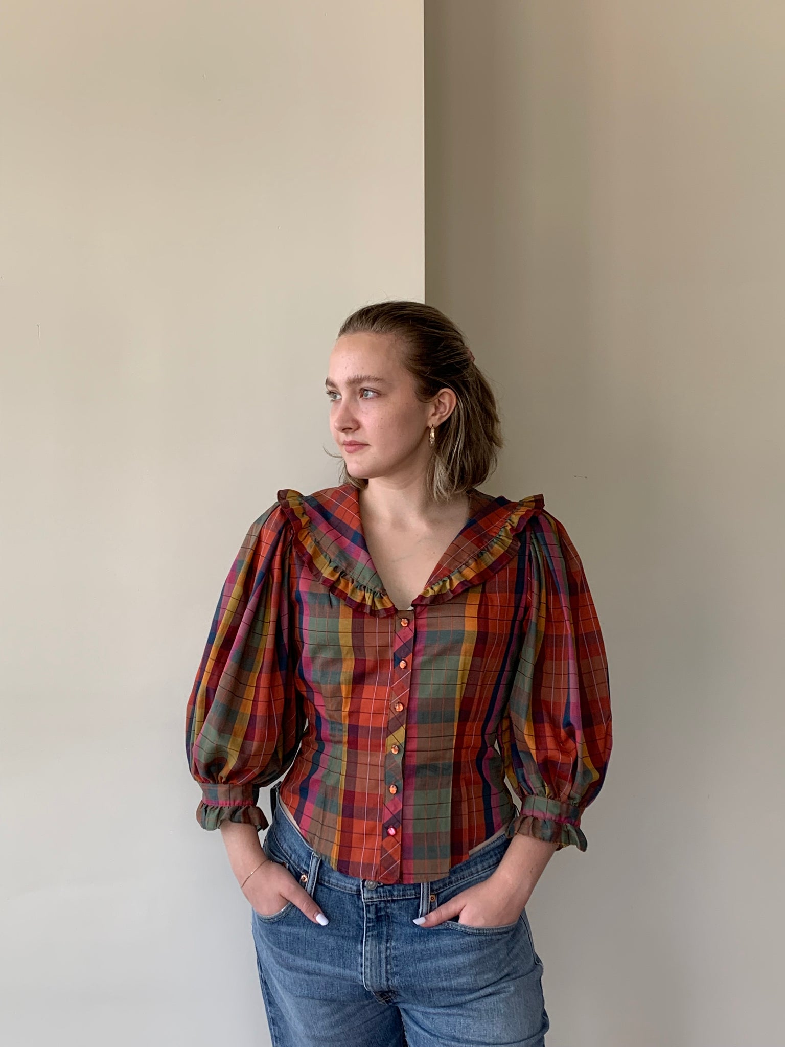1970s colorful plaid shirt