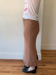 Tan cotton midi skirt