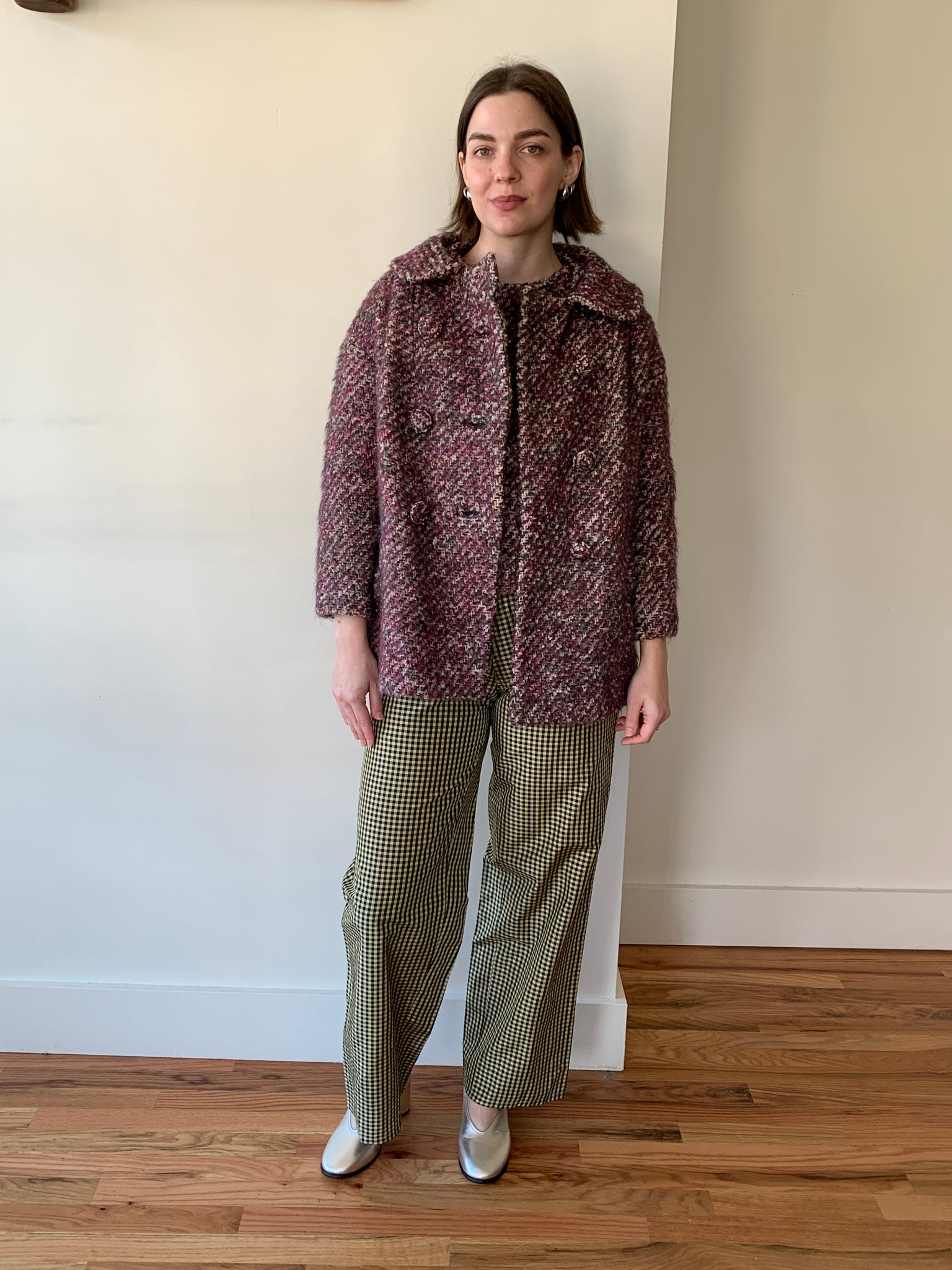 COA NYC silk gingham pants