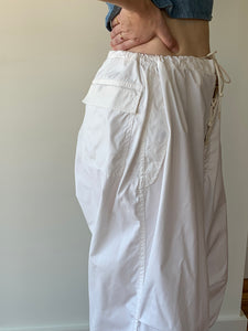 White utility drawstring pants