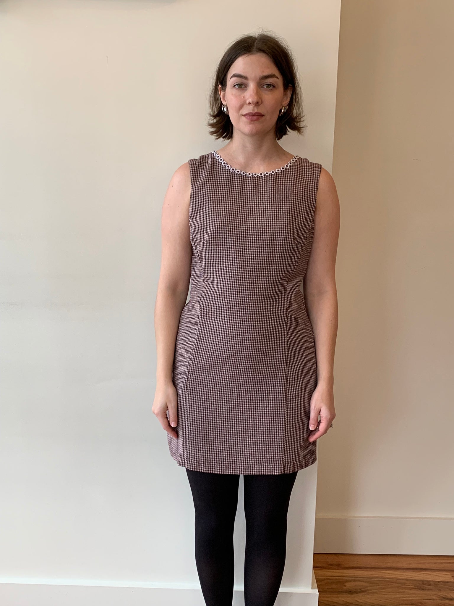 Esprit brown gingham mini dress