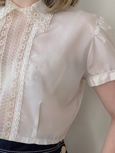 Vintage eyelet crop blouse