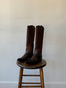 Frye brown fur western boots